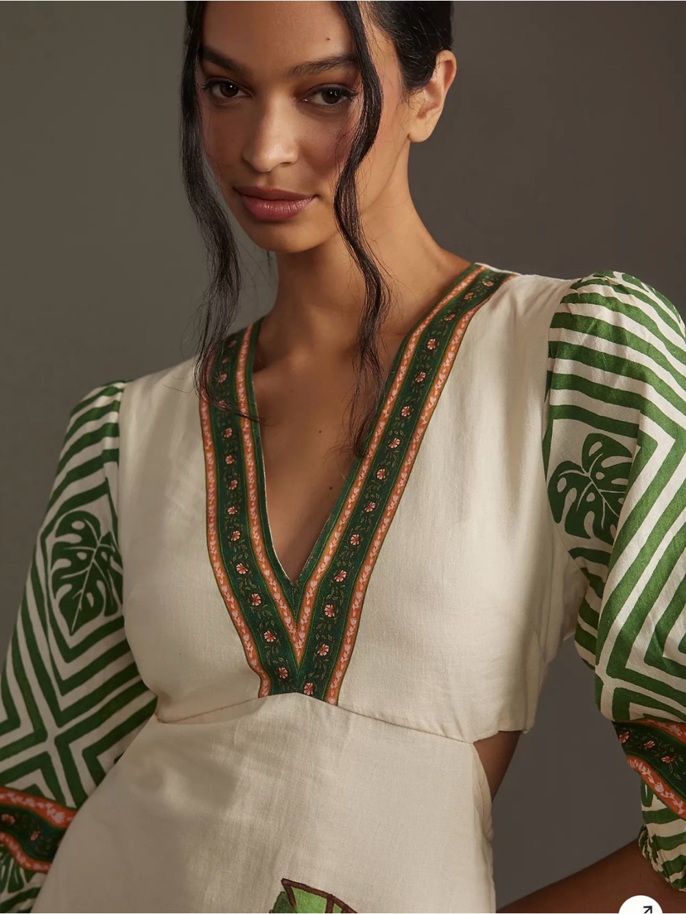 FARM Rio Cream Maxi Dress with Green and Yellow Botanical Print - Picture 4 of 6